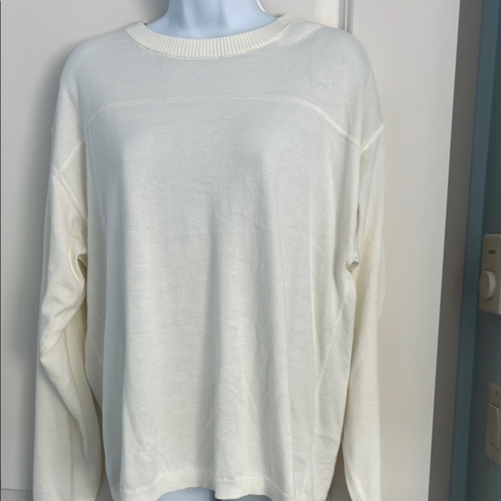 TNA Women's Soft Cream Crew Neck Sweater -oversized